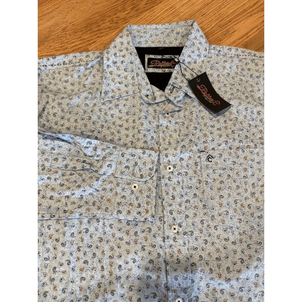 NWT Rafter C Cowboy Collection Shirt Size 2XL Blue Paisley Cotton Western Rodeo‎